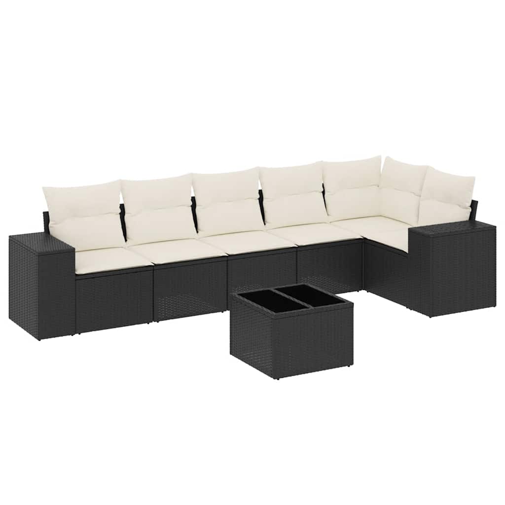 Set Divani da Giardino con Cuscini 7pz Nero Polyrattan - homemem39