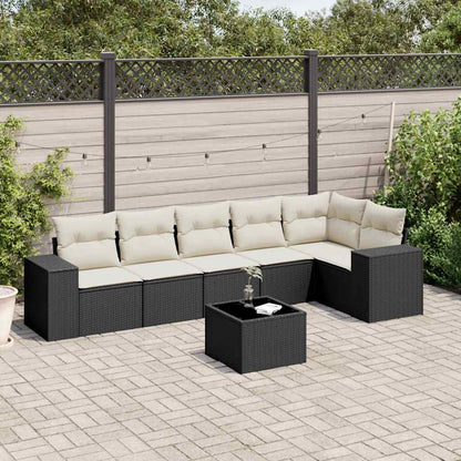 Set Divani da Giardino con Cuscini 7pz Nero Polyrattan - homemem39