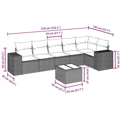 Set Divani da Giardino 7pz con Cuscini Grigio Chiaro Polyrattan - homemem39