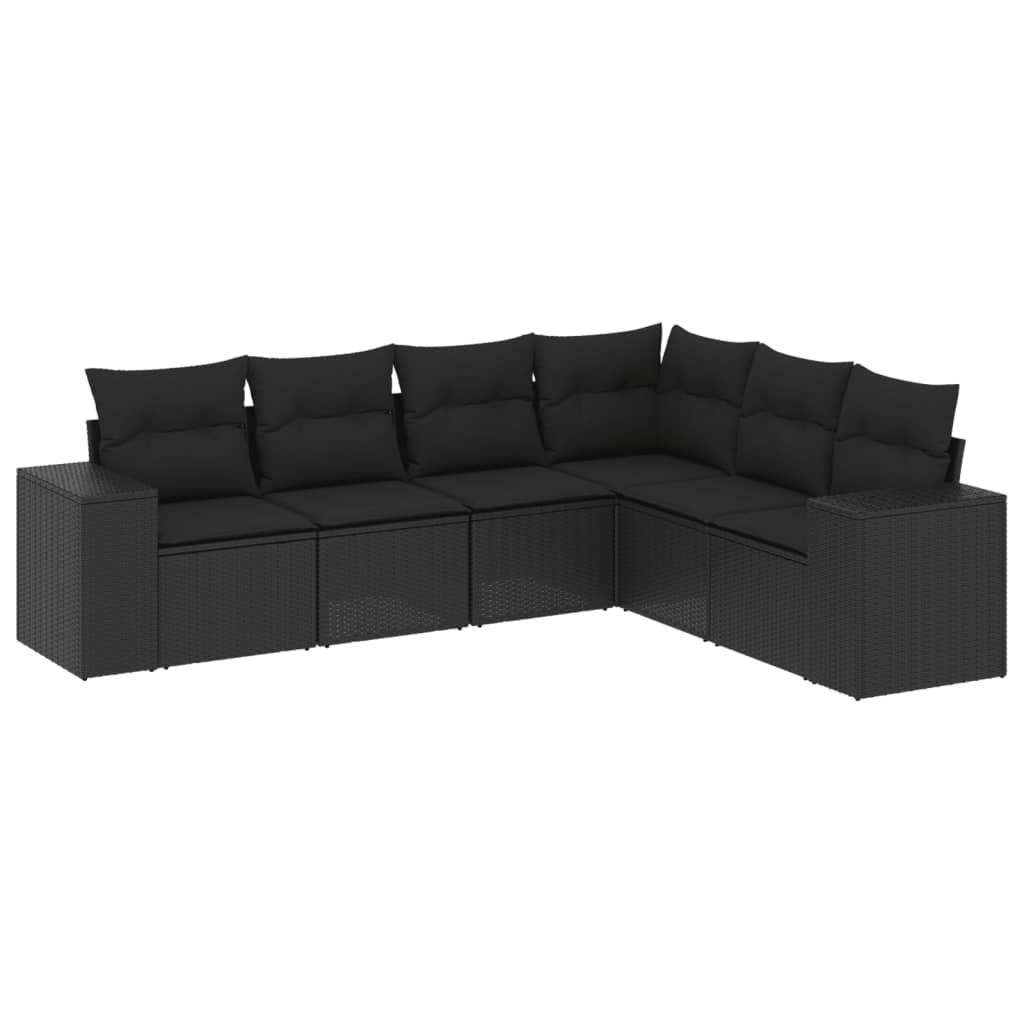 Set Divano da Giardino 6 pz con Cuscini Nero in Polyrattan - homemem39