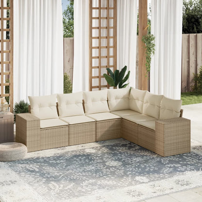 Set Divano da Giardino 6 pz con Cuscini Beige in Polyrattan - homemem39