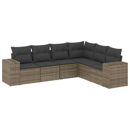 Set Divano da Giardino 6 pz con Cuscini Grigio in Polyrattan - homemem39