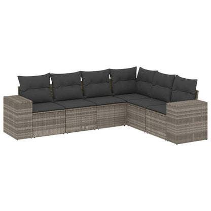 Set Divano da Giardino 6pz con Cuscini Grigio Chiaro Polyrattan - homemem39
