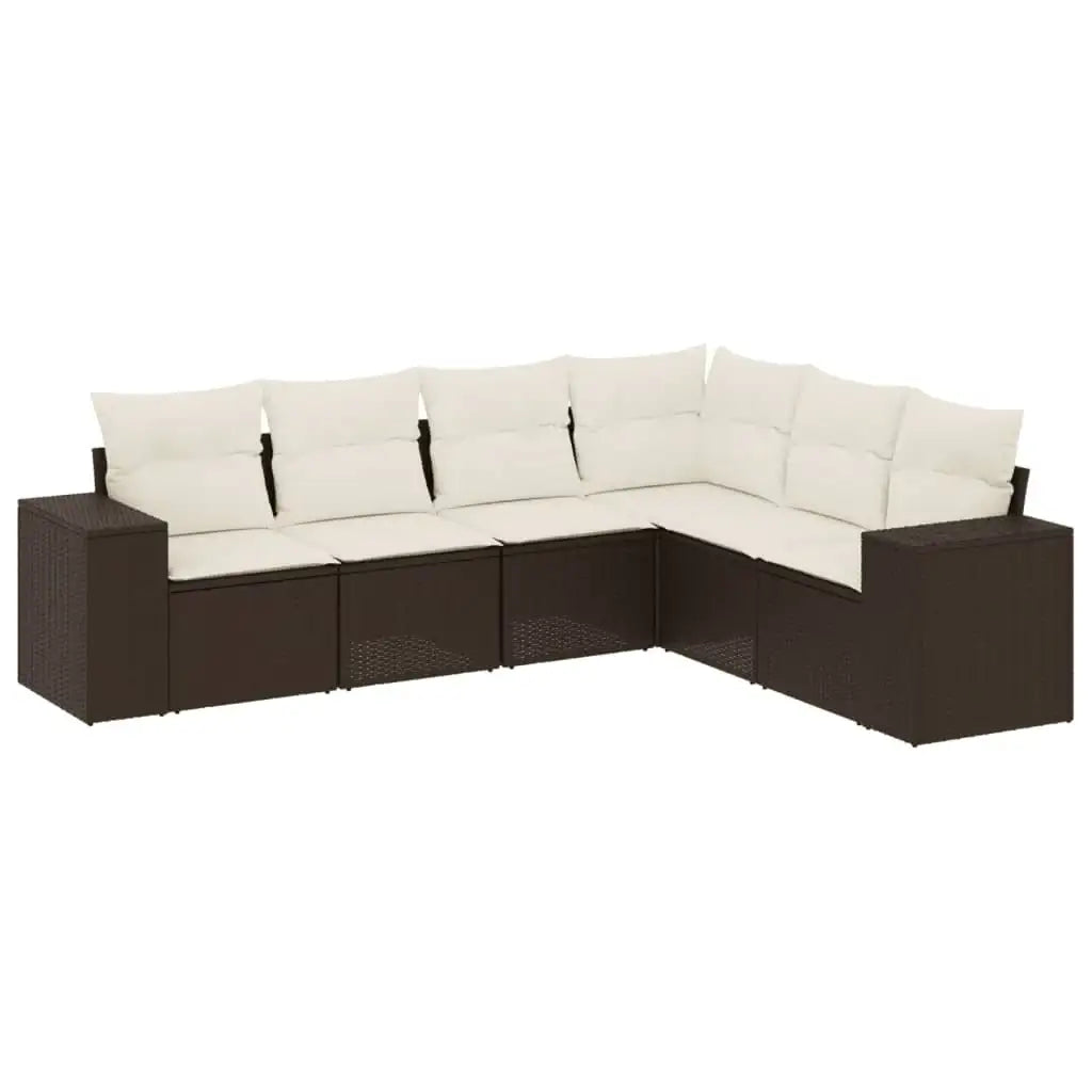 Set Divano da Giardino 6 pz con Cuscini Marrone in Polyrattan - homemem39