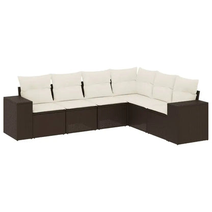 Set Divano da Giardino 6 pz con Cuscini Marrone in Polyrattan - homemem39