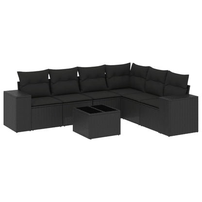 Set Divani da Giardino con Cuscini 7pz Nero Polyrattan - homemem39