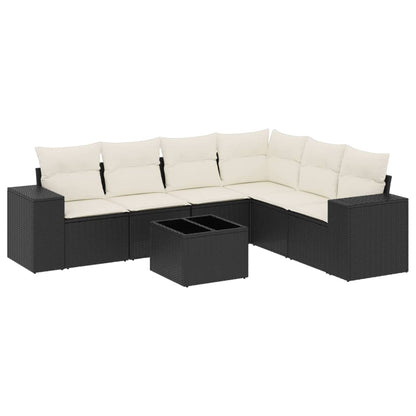 Set Divani da Giardino con Cuscini 7pz Nero Polyrattan - homemem39