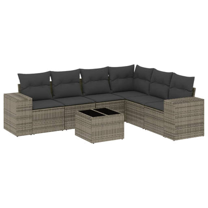 Set Divani da Giardino 7 pz con Cuscini Grigio in Polyrattan - homemem39