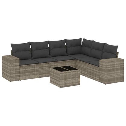 Set Divani da Giardino 7pz con Cuscini Grigio Chiaro Polyrattan - homemem39