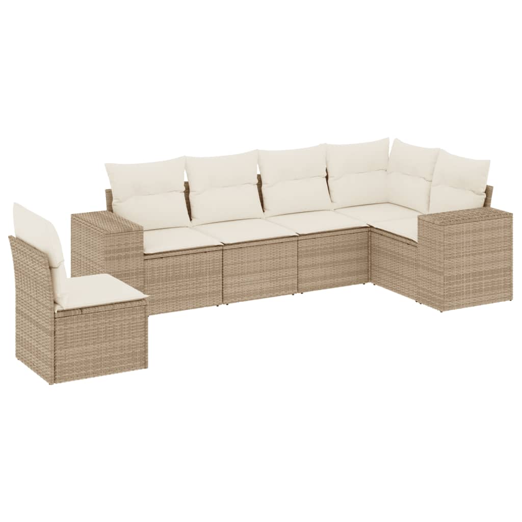 Set Divano da Giardino 6 pz con Cuscini Beige in Polyrattan - homemem39