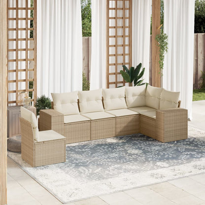 Set Divano da Giardino 6 pz con Cuscini Beige in Polyrattan - homemem39