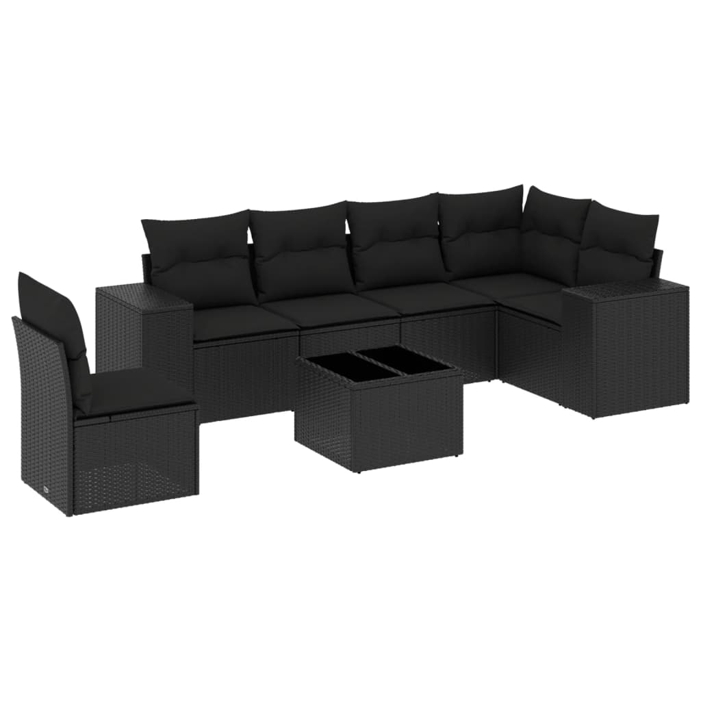 Set Divani da Giardino con Cuscini 7pz Nero Polyrattan - homemem39