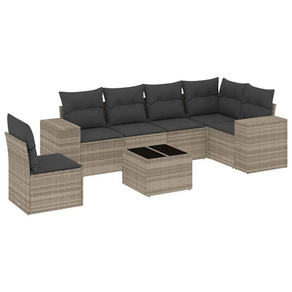 Set Divani da Giardino 7pz con Cuscini Grigio Chiaro Polyrattan - homemem39