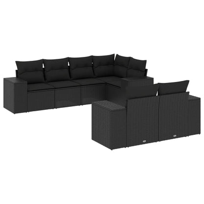 Set Divani da Giardino con Cuscini 7pz Nero Polyrattan - homemem39