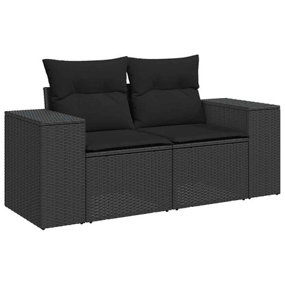 Set Divani da Giardino con Cuscini 7pz Nero Polyrattan | homemem39