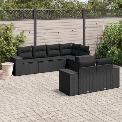 Set Divani da Giardino con Cuscini 7pz Nero Polyrattan - homemem39