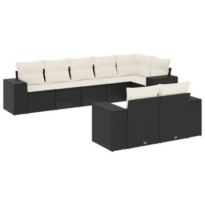 Set Divani da Giardino con Cuscini 8 pz Nero in Polyrattan - homemem39
