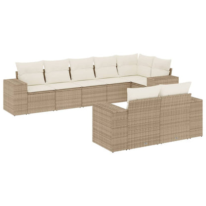 Set Divano da Giardino 8 pz con Cuscini Beige in Polyrattan - homemem39