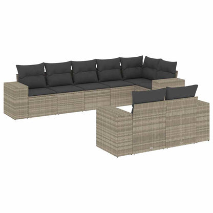 Set Divano da Giardino 8pz con Cuscini Grigio Chiaro Polyrattan - homemem39