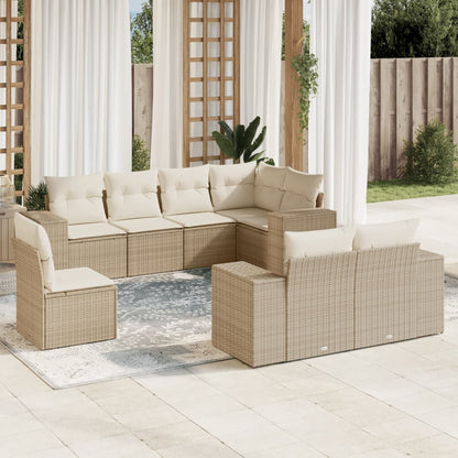 Set Divano da Giardino 8 pz con Cuscini Beige in Polyrattan - homemem39