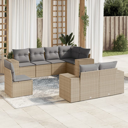 Set Divano da Giardino 8 pz con Cuscini Beige in Polyrattan - homemem39