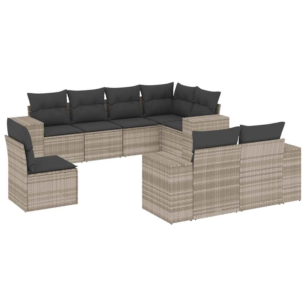 Set Divano da Giardino 8pz con Cuscini Grigio Chiaro Polyrattan - homemem39