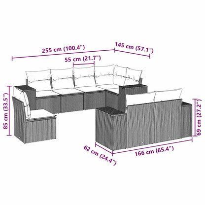 Set Divano da Giardino 8pz con Cuscini Grigio Chiaro Polyrattan - homemem39