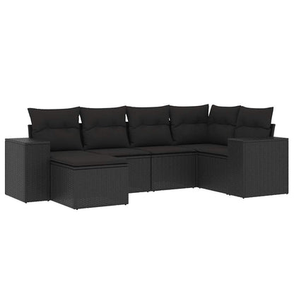 Set Divano da Giardino 6 pz con Cuscini Nero in Polyrattan - homemem39