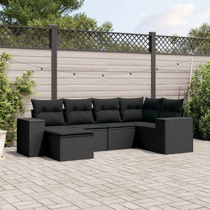 Set Divano da Giardino 6 pz con Cuscini Nero in Polyrattan - homemem39