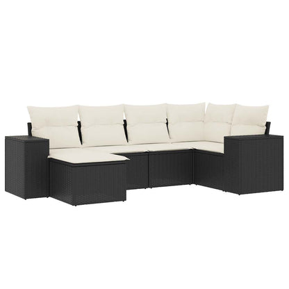 Set Divano da Giardino 6 pz con Cuscini Nero in Polyrattan - homemem39