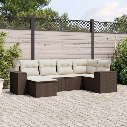 Set Divano da Giardino 6 pz con Cuscini Marrone in Polyrattan - homemem39