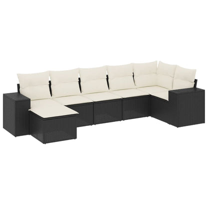 Set Divani da Giardino con Cuscini 7pz Nero Polyrattan - homemem39