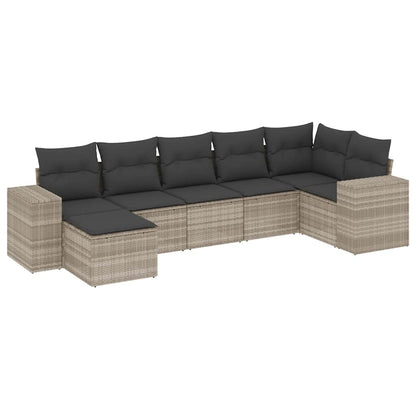 Set Divani da Giardino 7pz con Cuscini Grigio Chiaro Polyrattan - homemem39