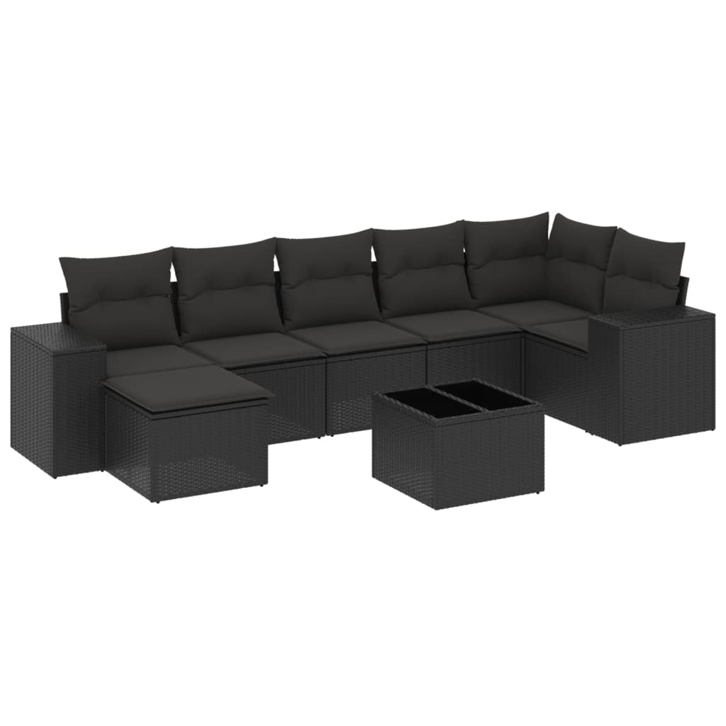 Set Divani da Giardino con Cuscini 8 pz Nero in Polyrattan - homemem39