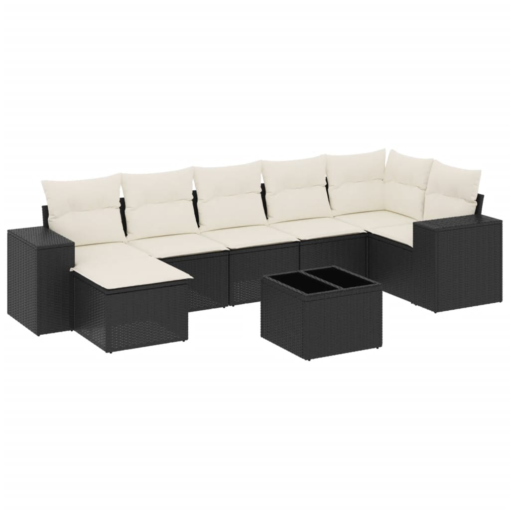 Set Divani da Giardino con Cuscini 8 pz Nero in Polyrattan - homemem39