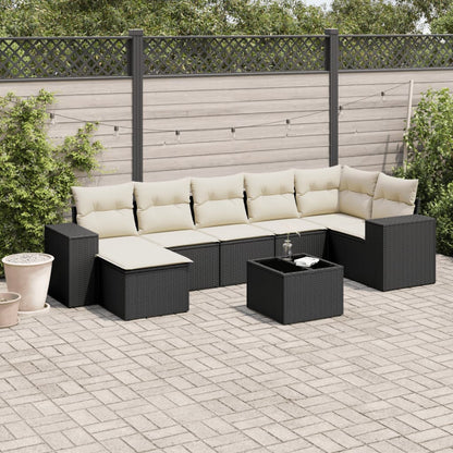 Set Divani da Giardino con Cuscini 8 pz Nero in Polyrattan - homemem39