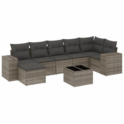 Set Divano da Giardino 8 pz con Cuscini Grigio in Polyrattan - homemem39