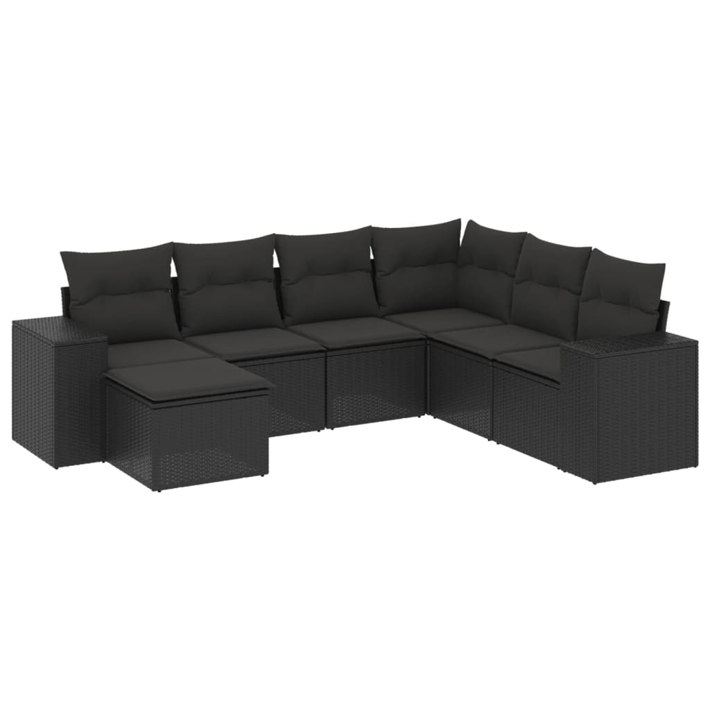 Set Divani da Giardino con Cuscini 7pz Nero Polyrattan - homemem39