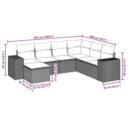 Set Divani da Giardino 7pz con Cuscini Grigio Chiaro Polyrattan - homemem39