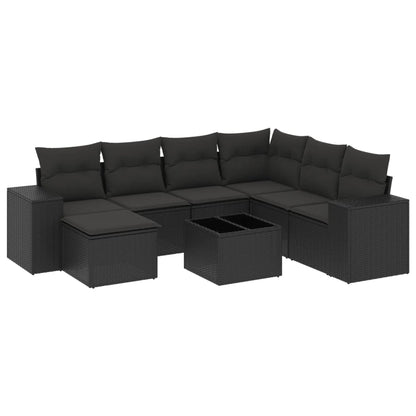 Set Divani da Giardino con Cuscini 8 pz Nero in Polyrattan - homemem39