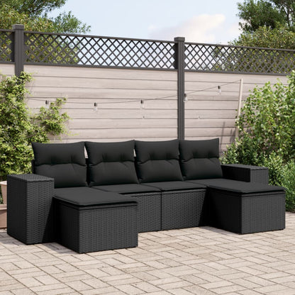 Set Divano da Giardino 6 pz con Cuscini Nero in Polyrattan - homemem39