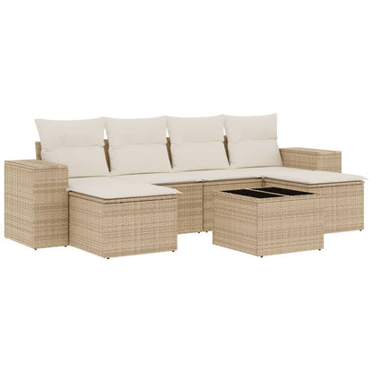 Set Divani da Giardino 7 pz con Cuscini Beige in Polyrattan - homemem39