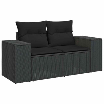 Set Divano da Giardino 6 pz con Cuscini Nero in Polyrattan | homemem39