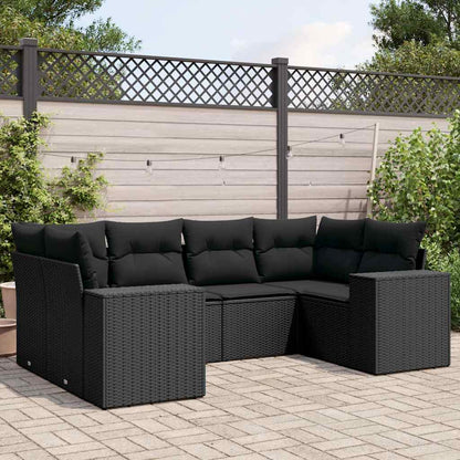 Set Divano da Giardino 6 pz con Cuscini Nero in Polyrattan | homemem39