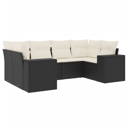 Set Divano da Giardino 6 pz con Cuscini Nero in Polyrattan - homemem39