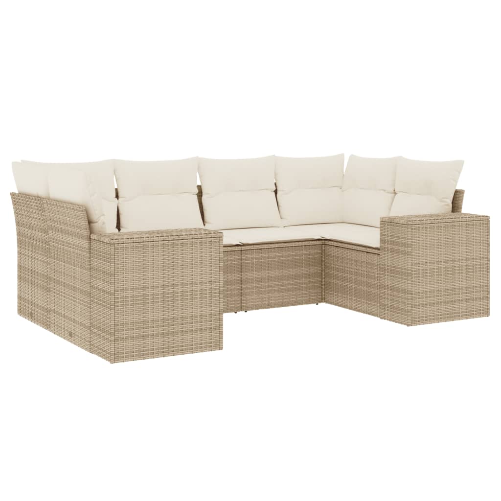 Set Divano da Giardino 6 pz con Cuscini Beige in Polyrattan - homemem39
