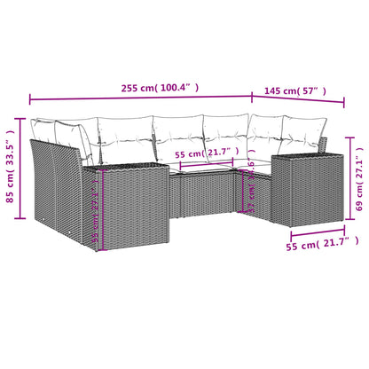 Set Divano da Giardino 6 pz con Cuscini Grigio in Polyrattan - homemem39