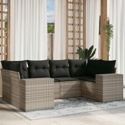 Set Divano da Giardino 6pz con Cuscini Grigio Chiaro Polyrattan - homemem39