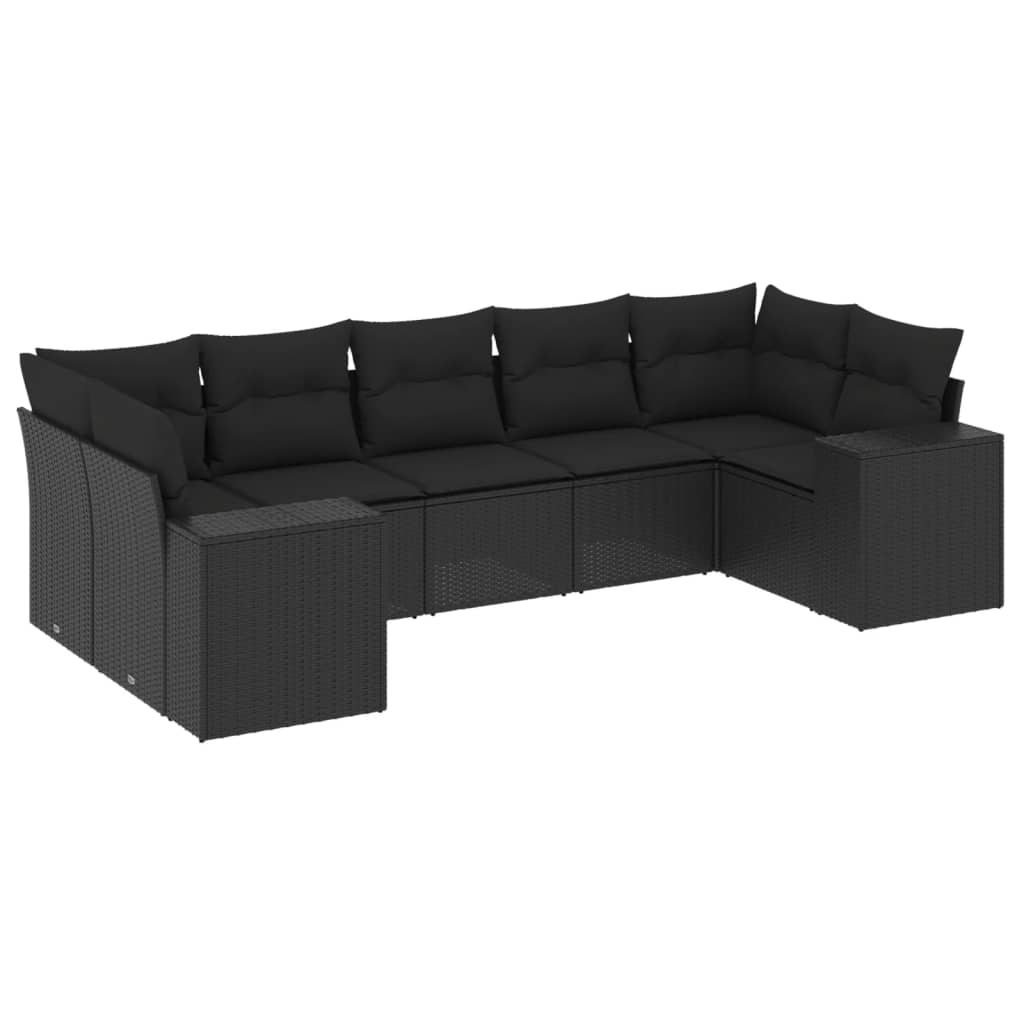 Set Divani da Giardino con Cuscini 7pz Nero Polyrattan - homemem39
