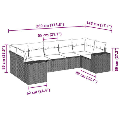 Set Divani da Giardino 7pz con Cuscini Grigio Chiaro Polyrattan - homemem39
